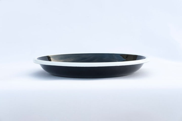 Black With White Rim Enamel Plate - Bonheim